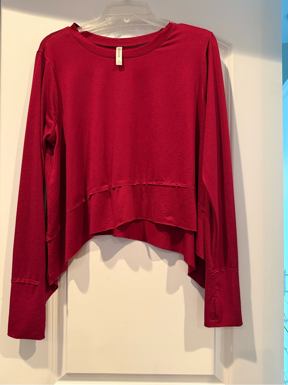 Zenana Outfitters Red Layered High-Low Long Sleeve Top